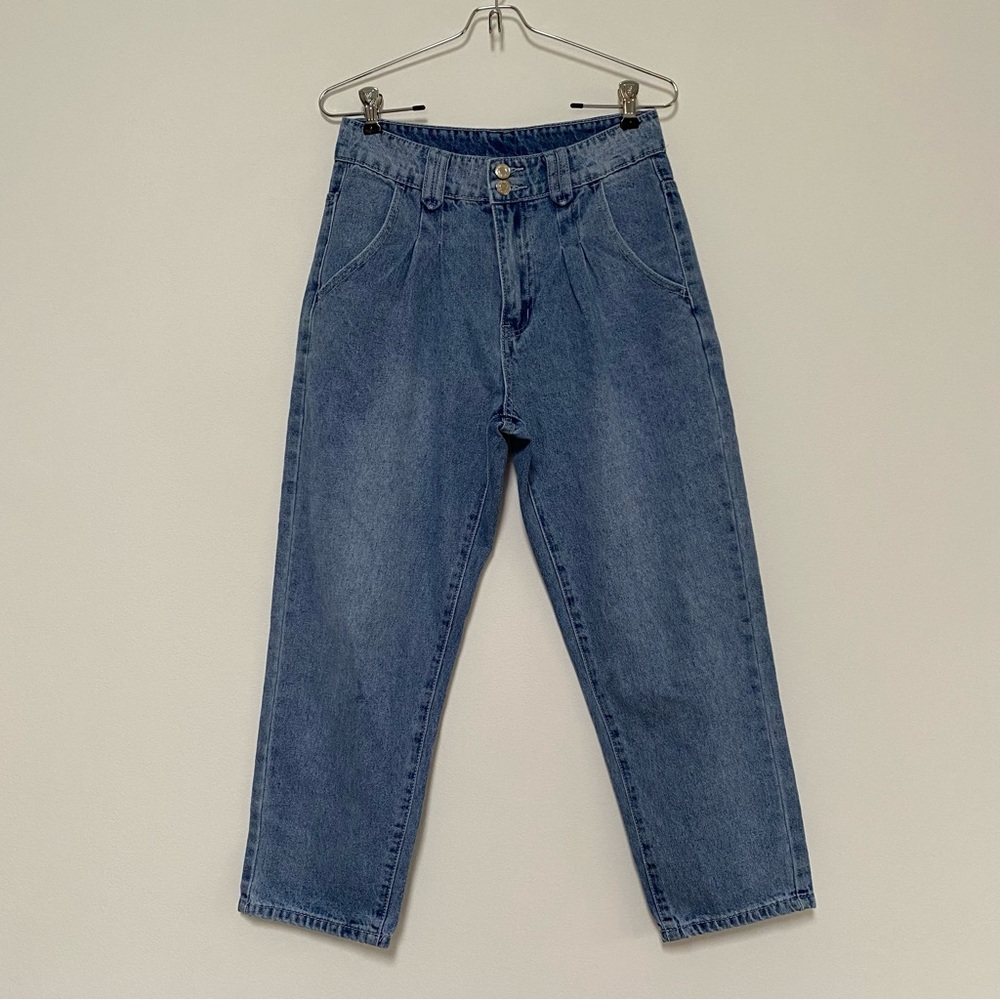 Shein Cotton Pleated Tapered Leg Ankle Jeans Size MP